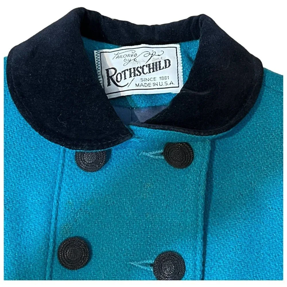 ROTHSCHILD Girls Wool Velvet Turquoise Blue Coat‎ and Snow Pants Leggings Size 4